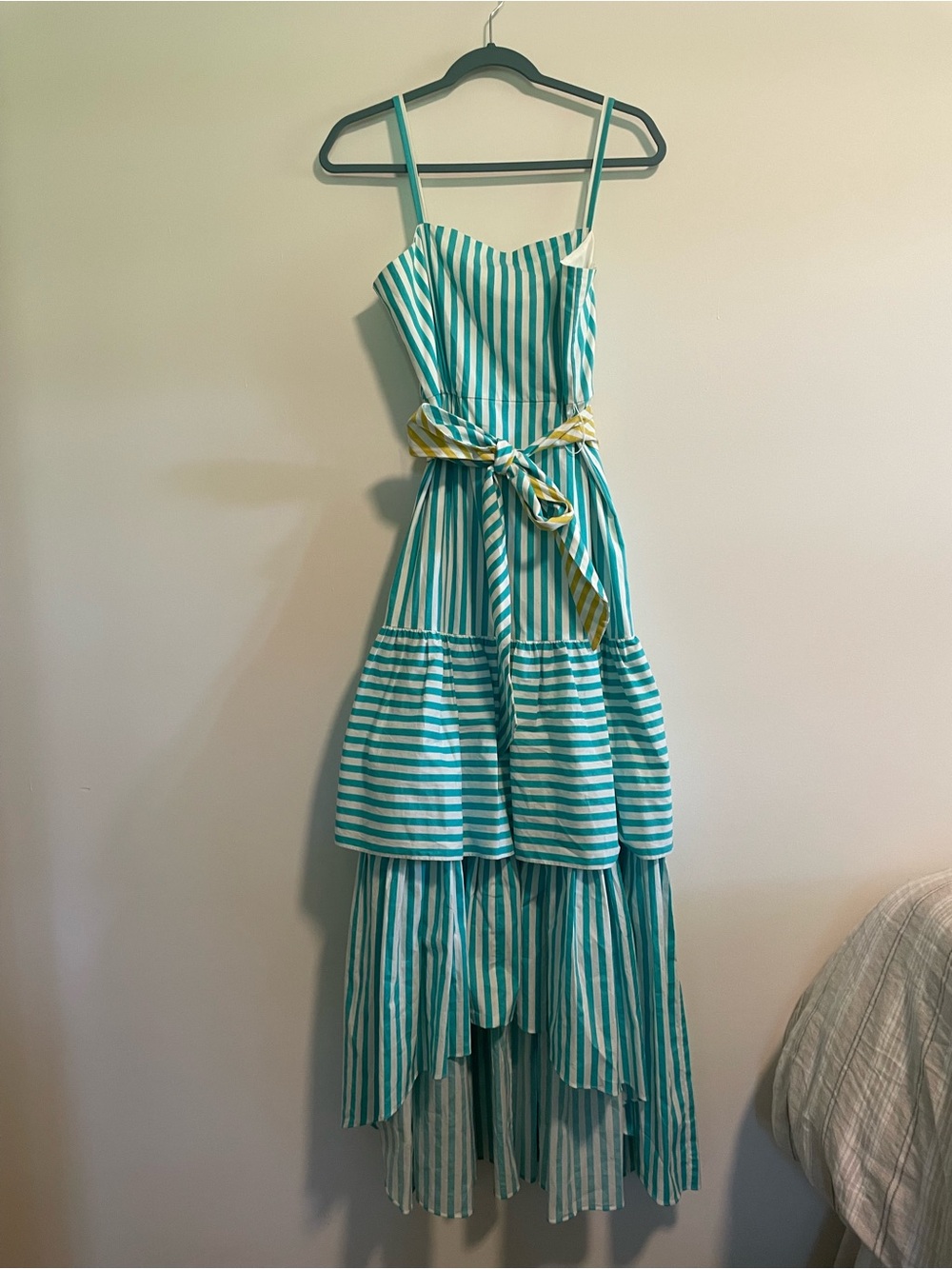 BCBGeneration NWT Striped High/Low Hem Maxi Dress Cotton Women Size 6 Nautical - Picture 3 of 11